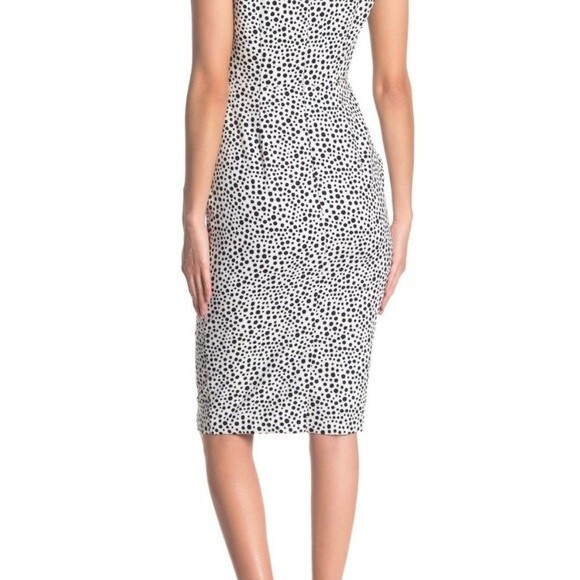 NWT Alexia Admor Dress White Black Polka Dots Cap Sleeve Sheath Women’s Size 6 - Picture 5 of 16
